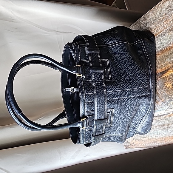 Coach Handbag Hampton Pebbled Leather Black Shoulder Bag - Picture 2 of 10